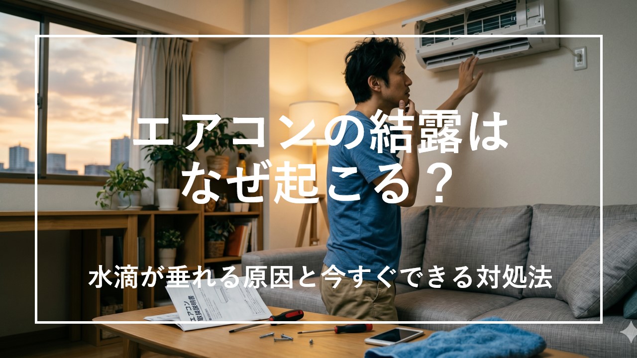 エアコンの結露はなぜ起こる？水滴が垂れる原因と今すぐできる対策方法 のサムネイル画像