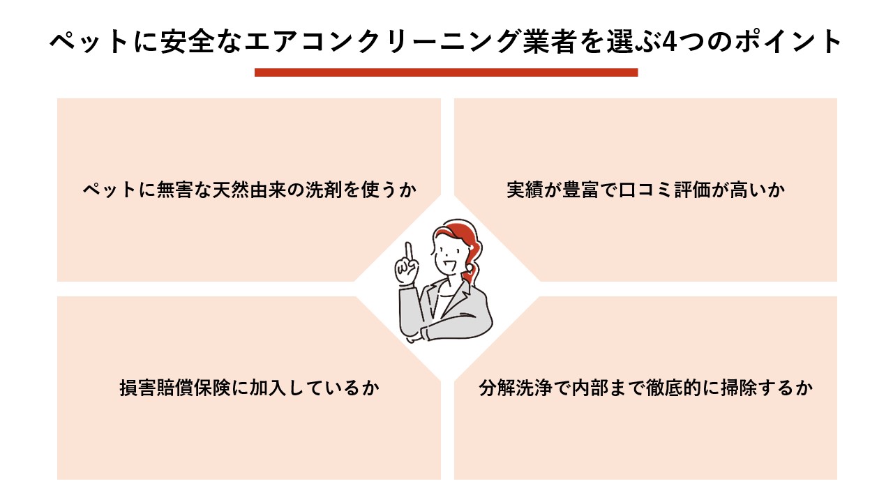 ペットに安全なエアコンクリーニング業者を選ぶ4つのポイント