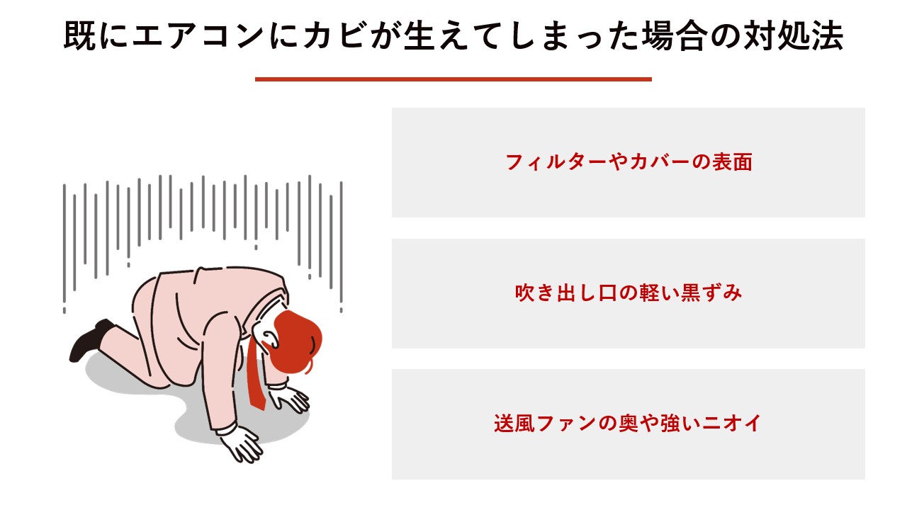 既にエアコンにカビが生えてしまった場合の対処法 